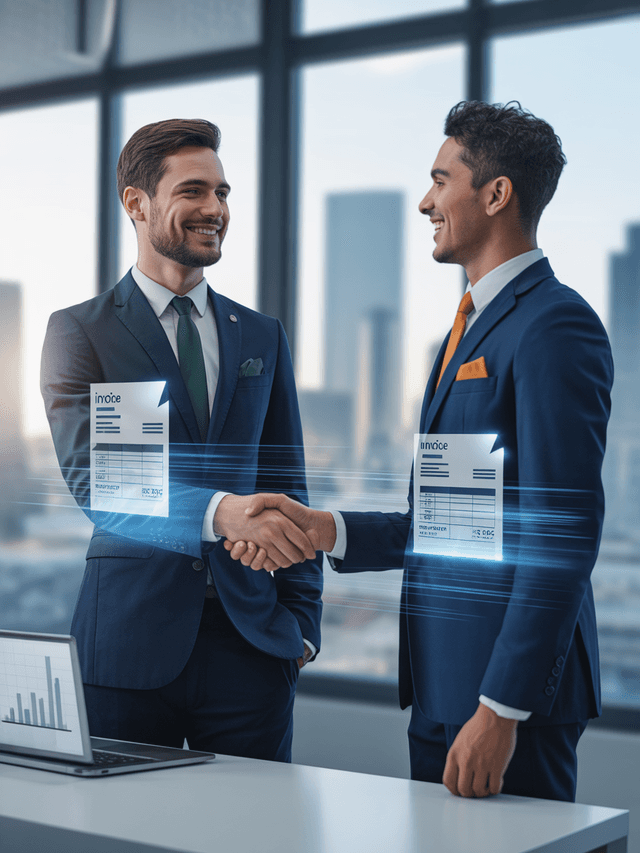 two coporate people handshake each other